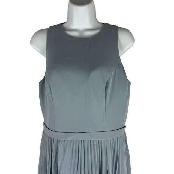 Azazie Long Pleated Blue Dress Size 8 Sleeveless Polyester - Picture 10 of 10